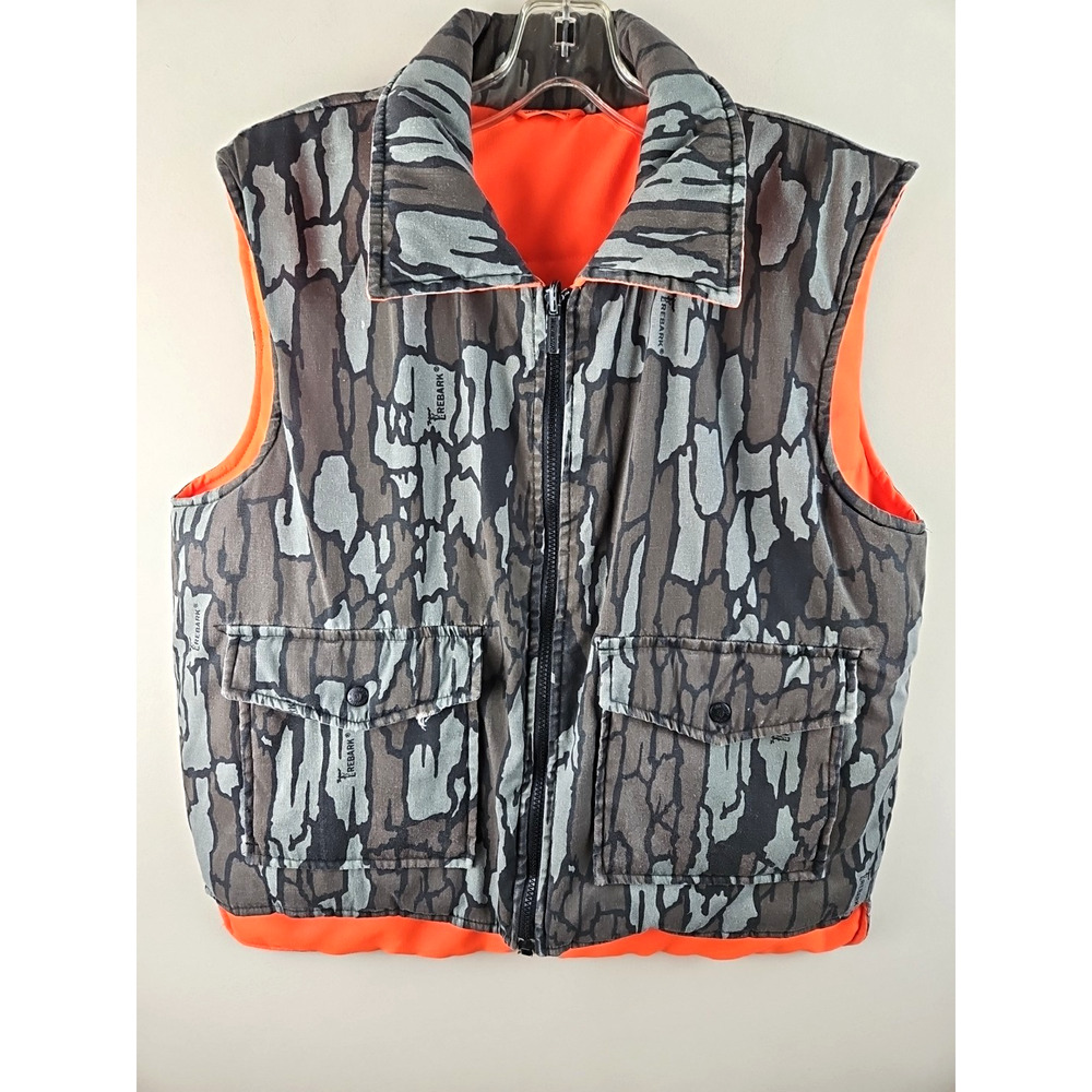 VINTAGE Winchester Vest Mens Medium Camo Orange Reversible Trebark Hunting